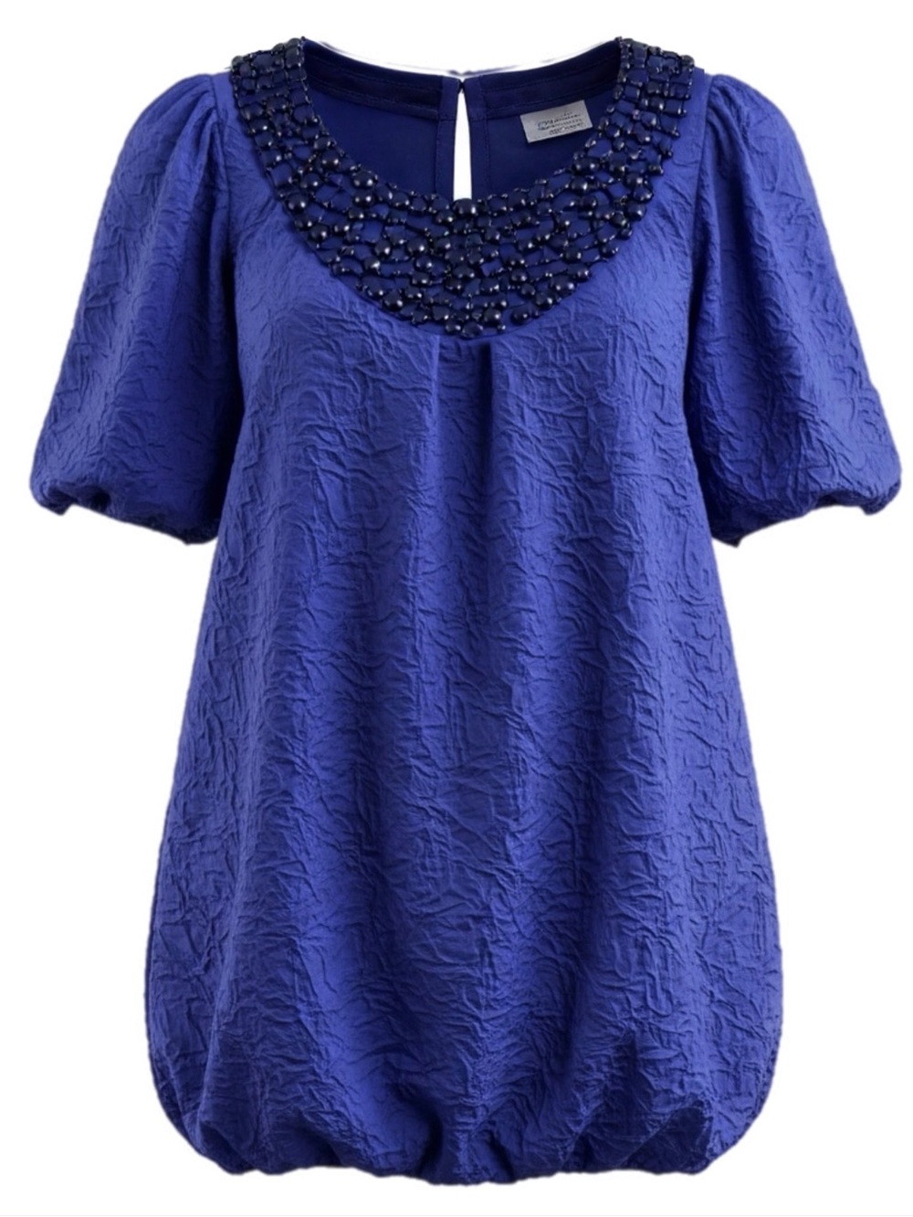 Yoana Baraschi Royal Blue Embellished Puff-Sleeve Mini